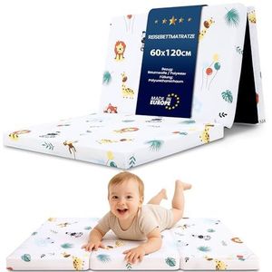 Klapmatras opvouwbaar reisbed babymatras 60x120 cm - Vouwmatras voor kinderen, gastmatras opvouwbaar babymatras, bodemmatras, slaapmatras en reisematras Safari