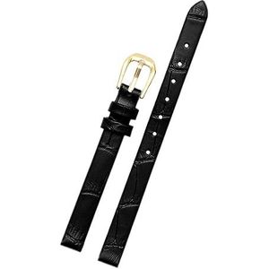 LUGEMA Lederen Horloge Armband Vrouwen Mode Horlogeband Horloges Mini Band 6mm 8mm 10mm 12mm 14mm Klein Formaat Horlogebandje Rood (Color : Black-gold B, Size : 8mm)