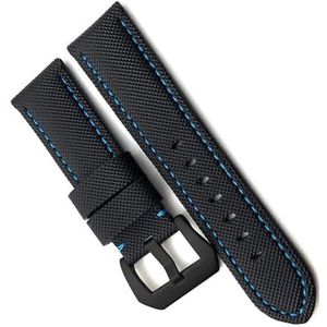 dayeer Horlogeband van kalfsleer voor Panerai LUMINOR Dompelpomp PAM01119 01663 Lichtgevende nylon horlogeband 24 mm 26 mm (Color : Black Blue Black, Size : 26mm)