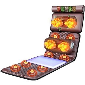 Massagemat Met 20 Nek-shiatsu Kneedmassagekoppen, 9 Standen, 9 Niveaus, Verwarmd Matraskussen, Full Body Massagekussen For Nek En Rug, Ontspanning Van De Lumbale Kuitspieren(Brown Leather)
