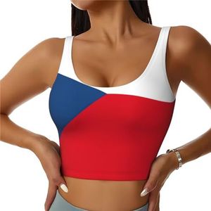 Vlag van de Tsjechische Republiek Print Comfortabel Vrouwen Sport Vest Yoga Workout Vest voor Vrouwen Lichtgewicht Zomer, Zwart, S