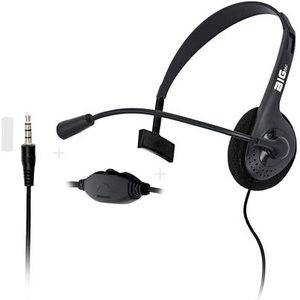 BIGtec Headset PC met microfoon mono 1 x jack 3,5 mm aansluiting, licht, verstelbaar, flexibele micro-arm, volumeregelaar, 1,8 m kabel computer notebook laptop gaming kantoor thuis kantoor