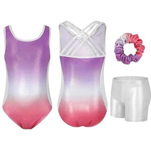 Turnpakje voor meisjes Driedelige set Meisjes Dans Leotards Gymnastiekkleding Mouwloos Vest Danskleding Atletisch Ballet Dans Bodysuit(110)