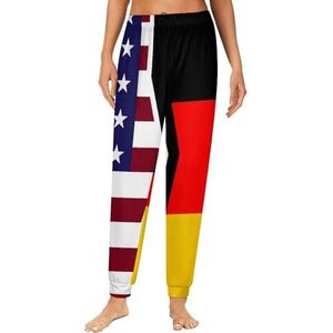 Verenigde Staten en Duitsland vlaggen dames pyjama lounge broek elastische tailleband nachtkleding bodems print