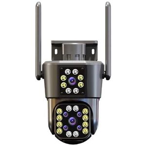 Bewakingscamera, IP HD Outdoor Waterdichte Camera PTZ 8X Zoom Drie Lens Drie Schermen CCTV Videocamera Beveiliging(8MP NO Card)