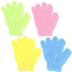 MOLIMOLI 4 paar peelinghandschoenen voor lichaam en gezicht, dubbelzijdig voor dode huidverwijdering en diepe reiniging, wasbaar en herbruikbaar