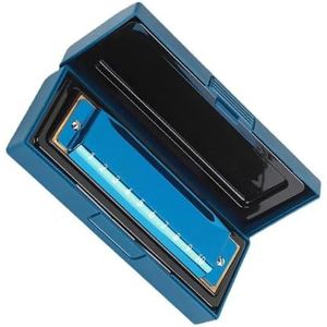 mondharmonica 10 Holes Harp Harmonica With Case Brass Stainless Steel Harmonica (Color : Blue)