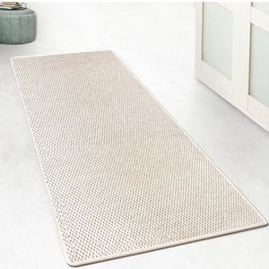 Floordirekt Keukentapijt, loper, 200 x 150 cm, voor keuken, hal, slaapkamer en woonkamer, bedmat, antislip en wasbaar, in sisal-look, haltapijt, per meter, op maat, crème, calcutta