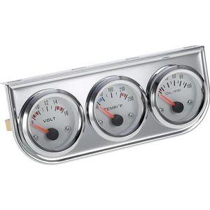 52MM Oliedruk Celsius Water Temperatuurmeter Voltmeter Chrome 3 in 1 Gauge Kit Auto Motorfiets Meter (zwart)