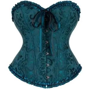 TIYGHI Korsetten voor Vrouwen Sexy Korsetten Bustiers Bloemenkant Tops voor Vrouwen Bloemenprint Vintage Korset Satijn Lingerie Lijfje Overborst Oversized Size, dark green, L