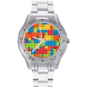 Bricks Patroon Mannen Zakelijke Horloges Legering Analoge Quartz Horloge Mode Horloges