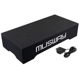 Musway MF210A - Actief subwoofer-systeem in vlakke constructie (downfire) met 25 cm (10 inch) subboot en passief membraan, geïntegreerde versterker met 800 watt max.