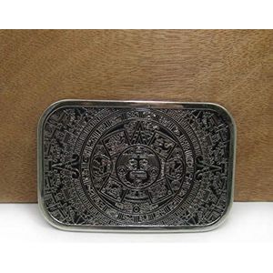 feature AZTEC calendar circle belt buckle jeans gift belt buckle 02902 silver finish for men 4cm width loop -default,a