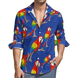 Cartoon papegaai heren button down shirt lange mouwen V-hals shirt casual regular fit tops