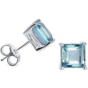 Miore Oorbellen voor dames, witgoud, 9 karaat/375 goud, blauwe topaas