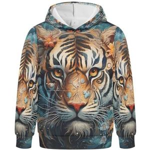 KAAVIYO Cool tijgergezicht hoodies atletische hoodies schattig 3D-print voor meisjes en jongens, Patroon, M