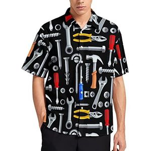 Reparatie Gereedschap Patroon Hawaiiaanse Shirt Voor Mannen Zomer Strand Casual Korte Mouw Button Down Shirts met Pocket