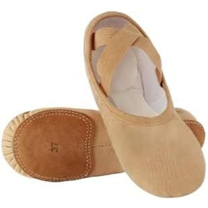 Balletschoenen voor meisjes, dansschoenen voor vrouwen, dansschoenen, dansschoen, hoge stretch, canvas splitzool, slip-on-oefenschoenen (bruin Pro, 30)