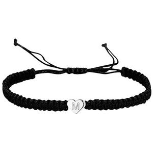 Armband, 26 initiële zilveren hartarmband for dames meisjes, verstelbaar verzilverd hartbrief, handgemaakte geweven armband, sieraden, verjaardagscadeaus