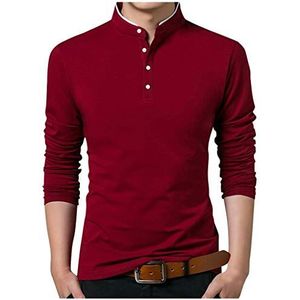 T- Heren poloshirt lange mouwen opstaande kraag effen vrije tijd polo kraag poloshirt mannen golf business casual shirt shirt shirt lange mouwen blouse tops shirt mannen vrije tijd slim fit shirt business shirt