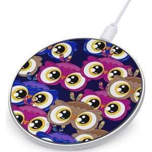 Big Eyes Uil Patroon Draadloze Oplader 10W Max Draadloos Opladen Pad Compatibel met IPhone Galaxy Mate