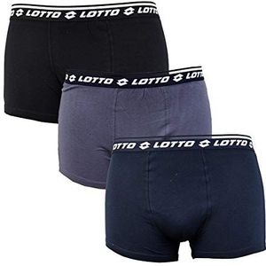 Ozabi - Lotto Sport boxershorts voor heren, 100% katoen, verschillende designs, Verpakking met 3 Lotto-assortimenten, marineblauw, L