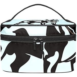 Blauwe hond make-up organizer tas, reismake-up tas organizer case draagbare cosmetische tas voor vrouwen en meisjes toiletartikelen, Meerkleurig, 22.5x15x13.8cm/8.9x5.9x5.4in