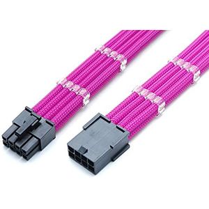 Shakmods 8-pins ATX CPU moederbord mouwen verlengkabel 30cm + 2 kabelkammen (roze)
