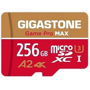 [5 jaar gratis gegevensherstel] GIGASTONE 256 GB Micro SD-kaart, Game Pro MAX, tot 130/85 MB/s, MicroSDXC-geheugenkaart voor Nintendo-Switch 1, SteamDeck, 4K UHD-video, UHS-I A2 V30 U3 C10 met adapter