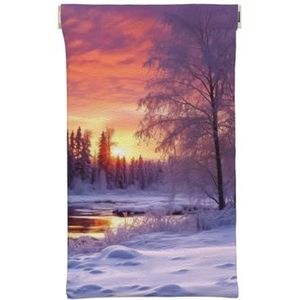 SRSXYMBD Winter landschap gedrukt Lederen Brillen Popper Organizer Draagbare Zonnebril Tas, Wit, Eén Maat