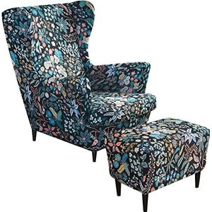 Wing Chair Cover Set, inclusief 2-delige stretch Wingback stoel hoes en poef hoes, verwijderbare machinewasbare fauteuil stoel hoes voor woonkamer (Color : #13)