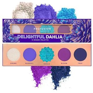 Profusion Cosmetics Bloeiende tinten Delightful Dahlia 5 schaduw oogschaduw palet, blauw