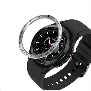 GIOPUEY Bezel Ring Compatibel met Samsung Galaxy Watch 4 Classic 42mm, Bezel Styling Ring beschermhoes, Aluminium metalen beschermende horlogeband - E-Silver