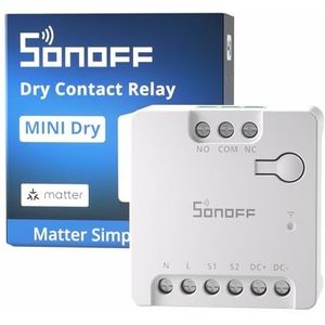 SONOFF MINI Dry - 2.4G WiFi Smart Switch, compatibel met Matter Protocol, werkt met Alexa en Google Home