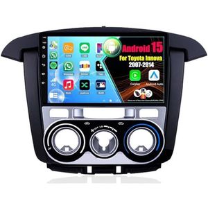 Android 15 Autoradio Voor Toyota Innova 2007-2014 met Draadloze Carplay Android Auto, 9 Inch Autoscherm Soporta Bluetooth WIFI GPS FM/RDS(Manual,4Core(2+32GB))