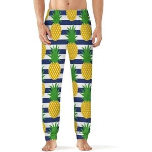 Ananas Gestreepte Mannen Pyjama Broek Zachte Lounge Bottoms Met Pocket Slaap Broek Loungewear