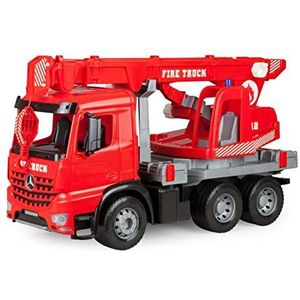 Lena 02175 - Giga Trucks Mercedes Benz Arocs brandweerkraanwagen, Starke Riesen brandweerkraan rood, met 3 assen, 70 cm, kraanauto met lier tot 1,05 m, speelgoedvoertuig voor kinderen vanaf 3+