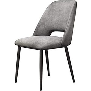 GEIRONV 1 stks moderne fluwelen eetkamerstoelen, zacht kussen tafelstoel metalen poten make-up stoel nordic vrije tijd rugleuning koffiestoel Eetstoelen (Color : Light gray, Size : 43x46x81cm)