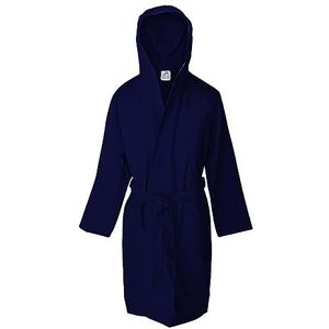 Jenny Sesal Badjas van microvezel met capuchon en riem, heren/dames, ruimtebesparende verpakking (L, marineblauw)