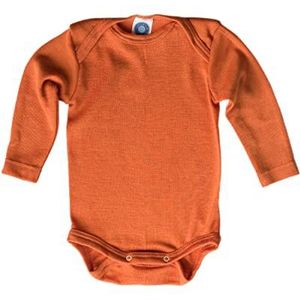 Cosilana, Babybody met lange mouwen, 70% wol, 30% zijde, oranje, 62/68 cm