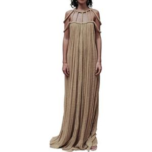 Dames sexy backless maxi-jurken Zomer spaghetti maxi-jurken Cocktailparty Formele backless jurken Feest(Color:Coffee)