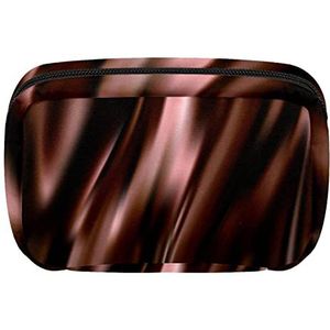 Reis Gepersonaliseerde Make-up Bag Cosmetische Tas Toiletry tas voor vrouwen en meisjes Romige zijde chocolade, Meerkleurig, 17.5x7x10.5cm/6.9x4.1x2.8in