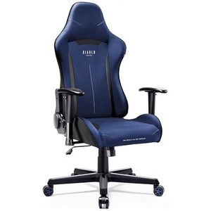 Diablo X-ST4RTER Gamestoel Gaming Stoel Bureaustoel Ergonomisch Stoffen Bekleding 2D Armleuningen Kantelmechanisme (Marineblauw)