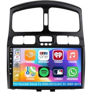 Android 15.0 2 Din Autoradio 9"" Touchscreen Auto Stereo voor Hyundai Santa/JAC 2007-2013 met Draadloze Carplay Android Auto GPS navigatie AHD Omgekeerd beeld Stuurwielbediening(S-1(2G+32G))