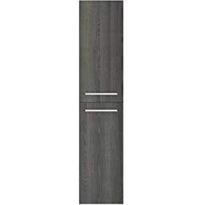 Hoge kast Libato - pijnboom donker houtstructuur - badkamermeubel badkamermeubel commode hangend [Sieper kwaliteit uit Duitsland] (pijnboom donker)