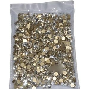 Glitter Crystal Nail Art Steentjes SS3-SS30 Plaksteen Clear Non Hot Fix Steentjes Lijm Op Nail Art Decoraties-GoldClearSS20 1440