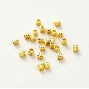 20 stks/partij 14K 18K Gouden Vierkante Losse SpacerBrass Kralen Ketting Armband Kralen Zaden Voor DIY Earing Charms-18K Goud-4mm