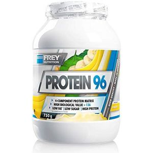 FREY Nutrition PROTEIN 96 (banaan, 750 g) ideaal voor koolhydraatgereduceerde dieet en als tussenmaaltijd - hoog caseïnegehalte - koolhydraatarm - Made in Germany