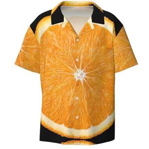TyEdee Oranje Slice Print Heren Korte Mouw Jurk Shirts met Zak Casual Button Down Shirts Business Shirt, Zwart, S