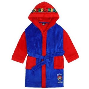 Fashion UK Super Mario badjas ochtendjas jongens of meisjes fleece met capuchon en Super Mario logo, rood-blauw, 128